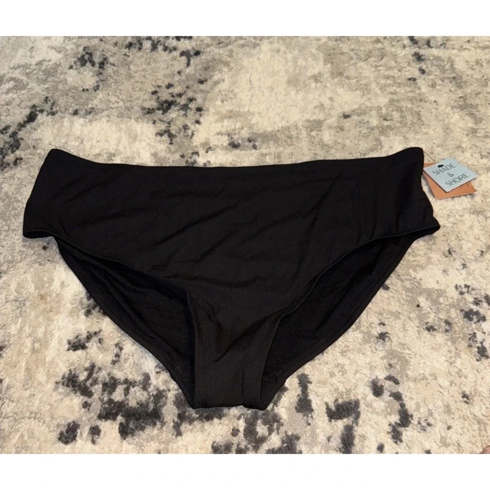 Shade Shore Black Mid-Rise Bikini Bottom/Swimsuit Plus Size 3X 24/26 New